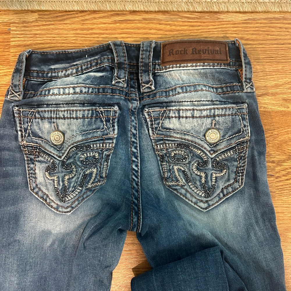 Rock Revival Distressed Blue Jeans